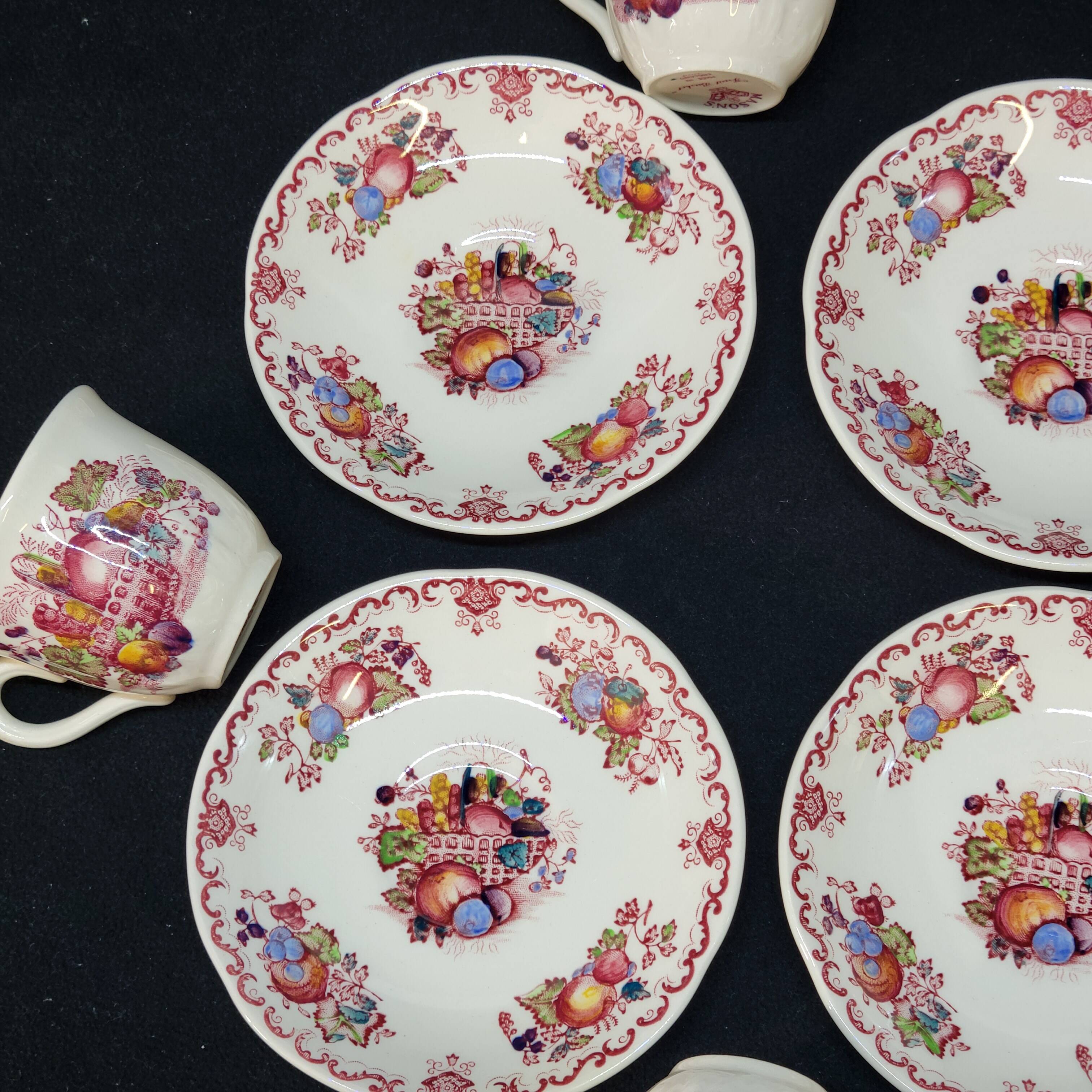 4 Mason's Fruit Basket Coffee Cups and Saucers Made In England