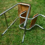 Retractable kitchen stepladder, wood and formica, vintage 60s