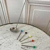 Set of seafood cutlery (ladle and 6 peaks) colorful 60s