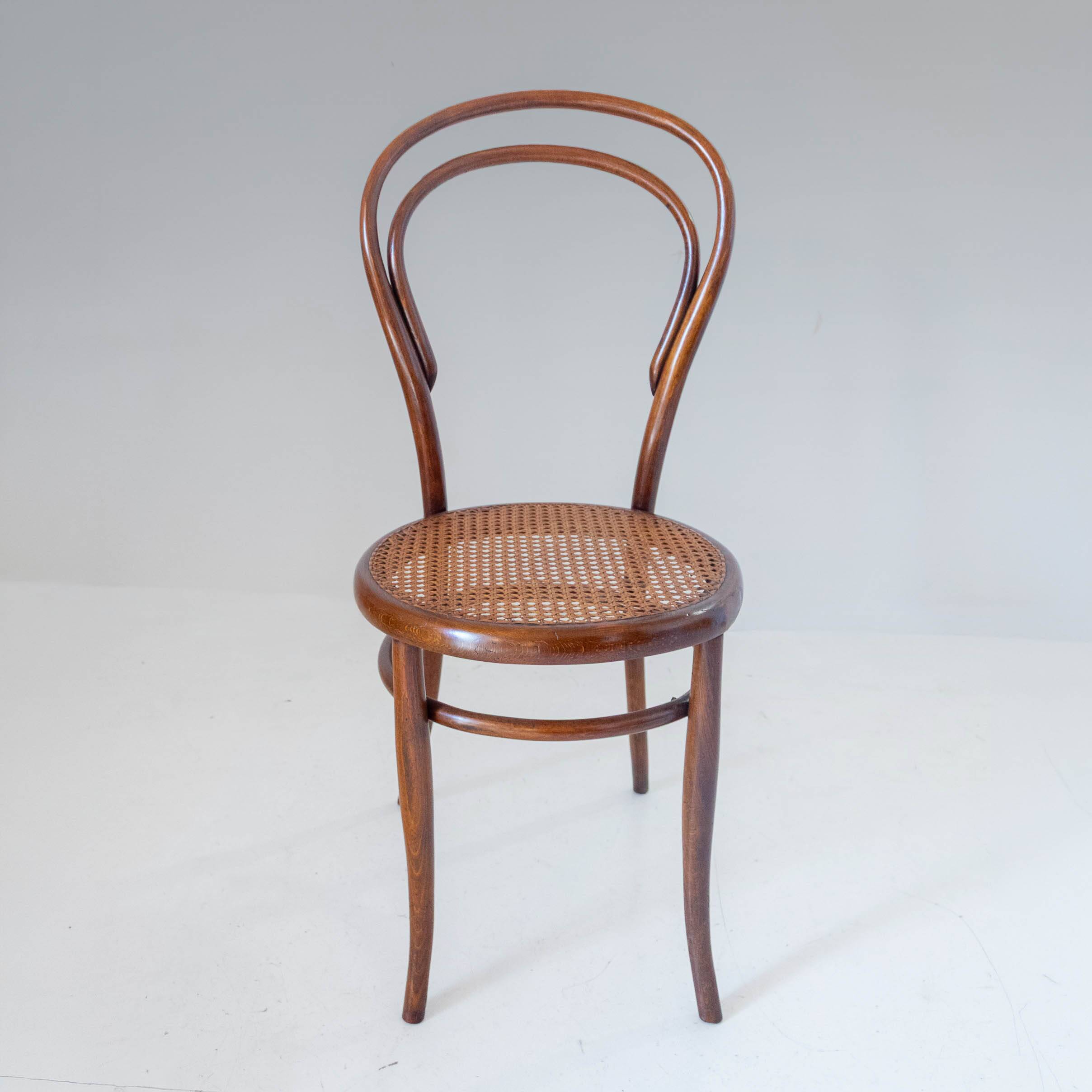 1900s Set of Four Bentwood and Cane Dining Chairs by Josef Hoffmann, Labele
