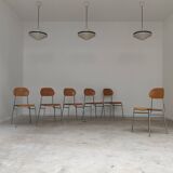 Set of 6 Czech school chairs from the 60s