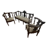 Two-seater canapé and two Neo-Renaissance armchairs from 1890.