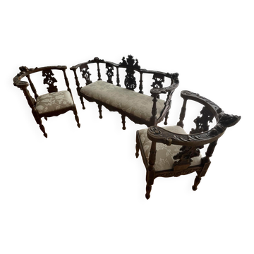 Canapé 2 places et 2 fauteuils Néo-Renaissance 1890