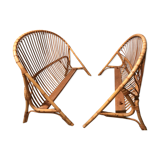 Head and foot of wicker bed