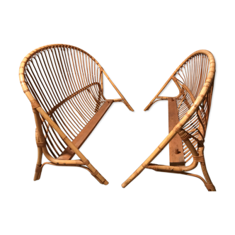 Head and foot of wicker bed
