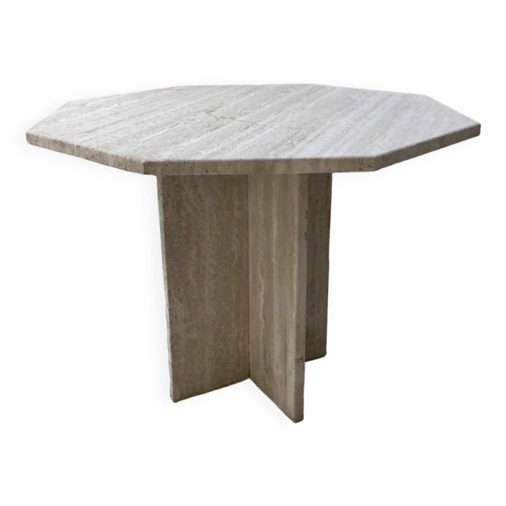 Octagonal travertine coffee table