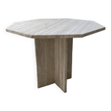 Octagonal travertine coffee table