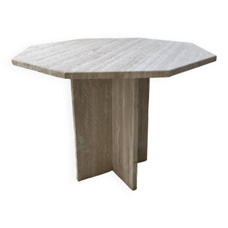 Octagonal travertine coffee table