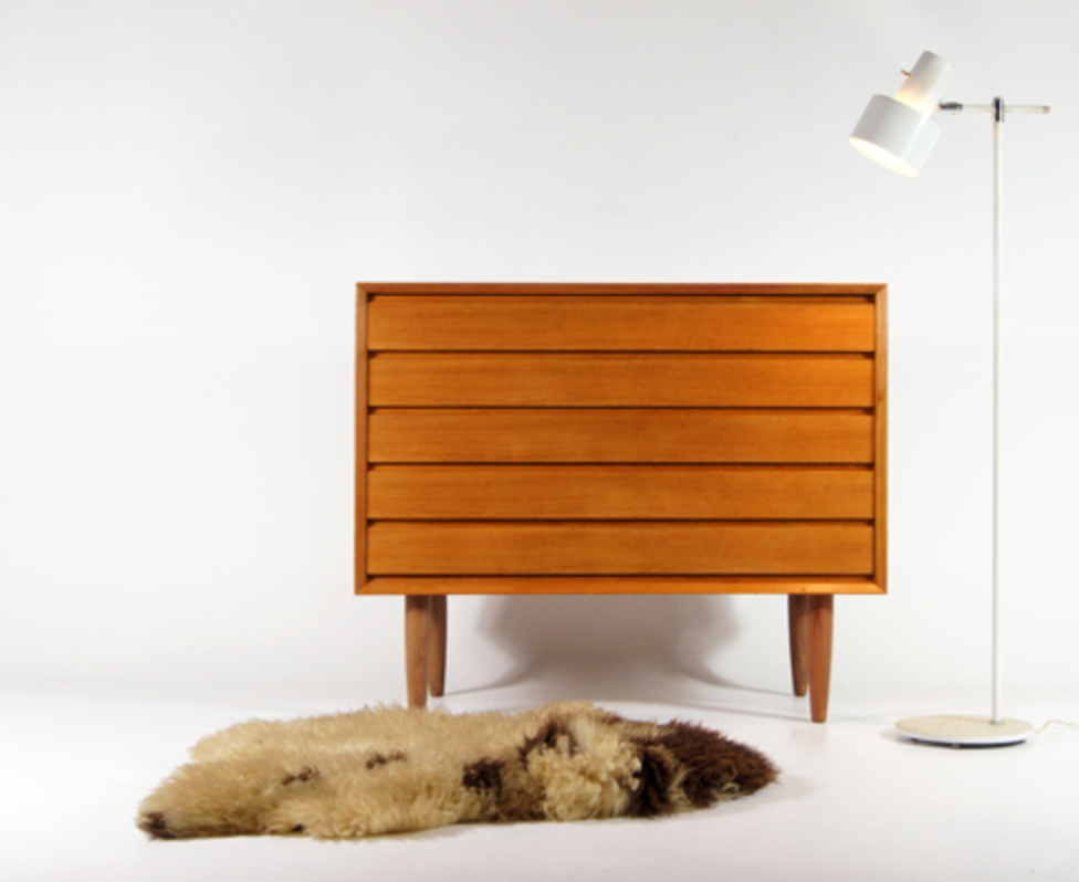 Vintage Danish retro boy bass commodity in 60s teak