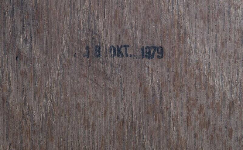Small Brutalist Oak Cabinet with Brass Handles, Denmark, 1960s