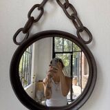 Brutalist mirror with metal chain from the 50s