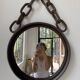 Brutalist mirror with metal chain from the 50s