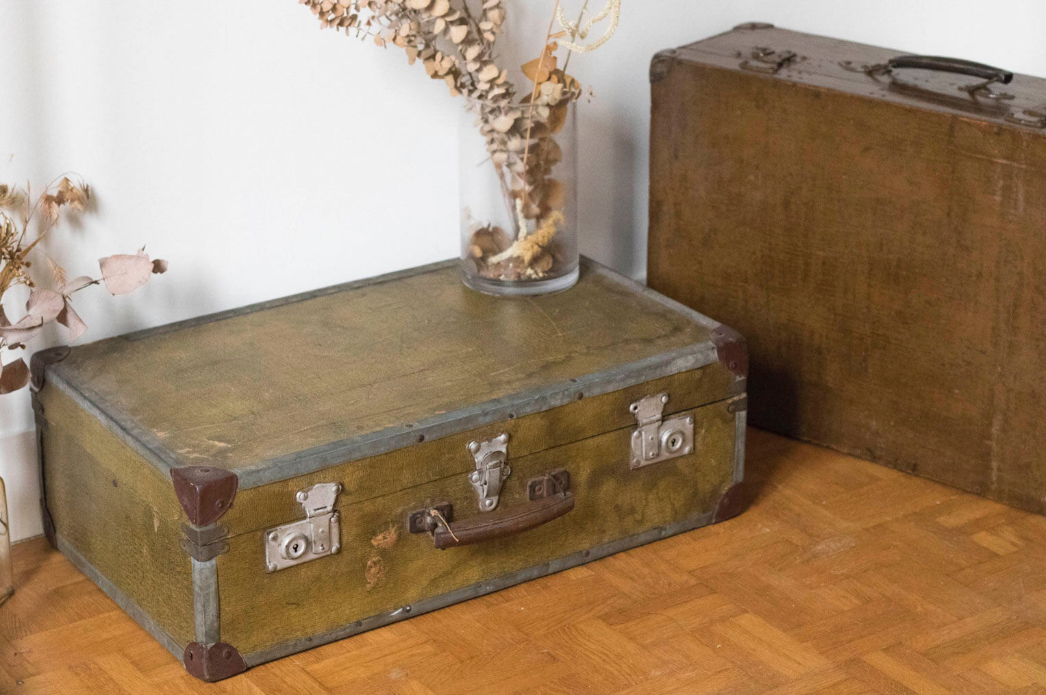 Antique suitcase - vintage travel trunk