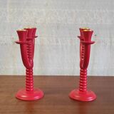 Pair of 3-branch candlesticks - Scandinavian style