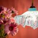 Vintage aabt-jour pendant lamp in blue Clichy glass