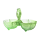 Salt and Pepper Servant in green glass, molded glass, vintage French, authentic