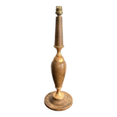 Vintage Brown Leather Covered Baluster Lamp with Iron Gilding from the 1950s to 1970s