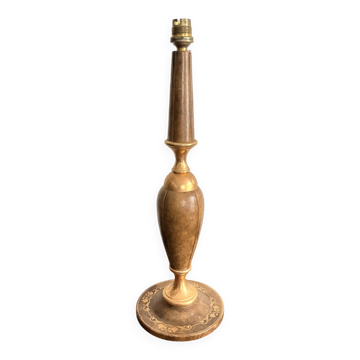 Vintage Brown Leather Covered Baluster Lamp with Iron Gilding from the 1950s to 1970s