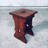 Amsterdam School Design Oak Handle Stool, Netherlands, 1920s