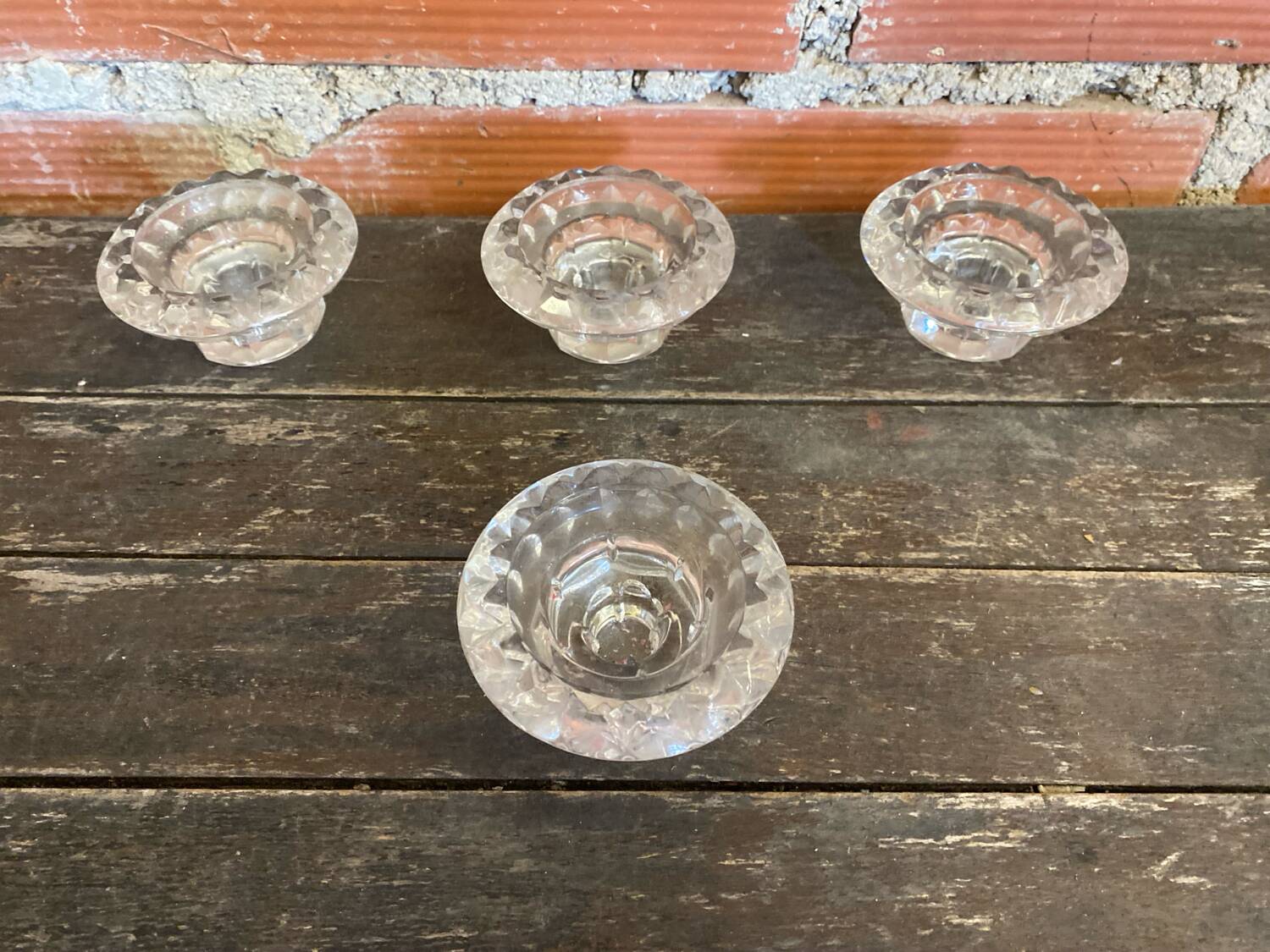 Série 4 bougeoirs anciens luminarc verre moulé années 70 vintage