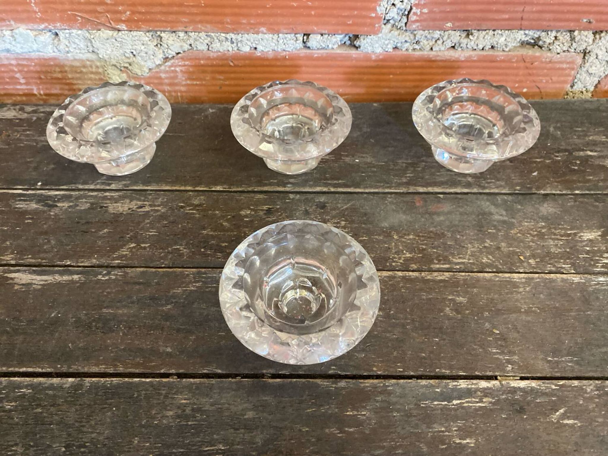 Set of 4 vintage luminarc moulded glass candle holders from the 1970s