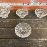 Set of 4 vintage luminarc moulded glass candle holders from the 1970s