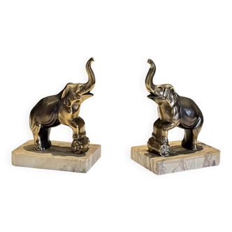 Serre-livres éléphants Art déco