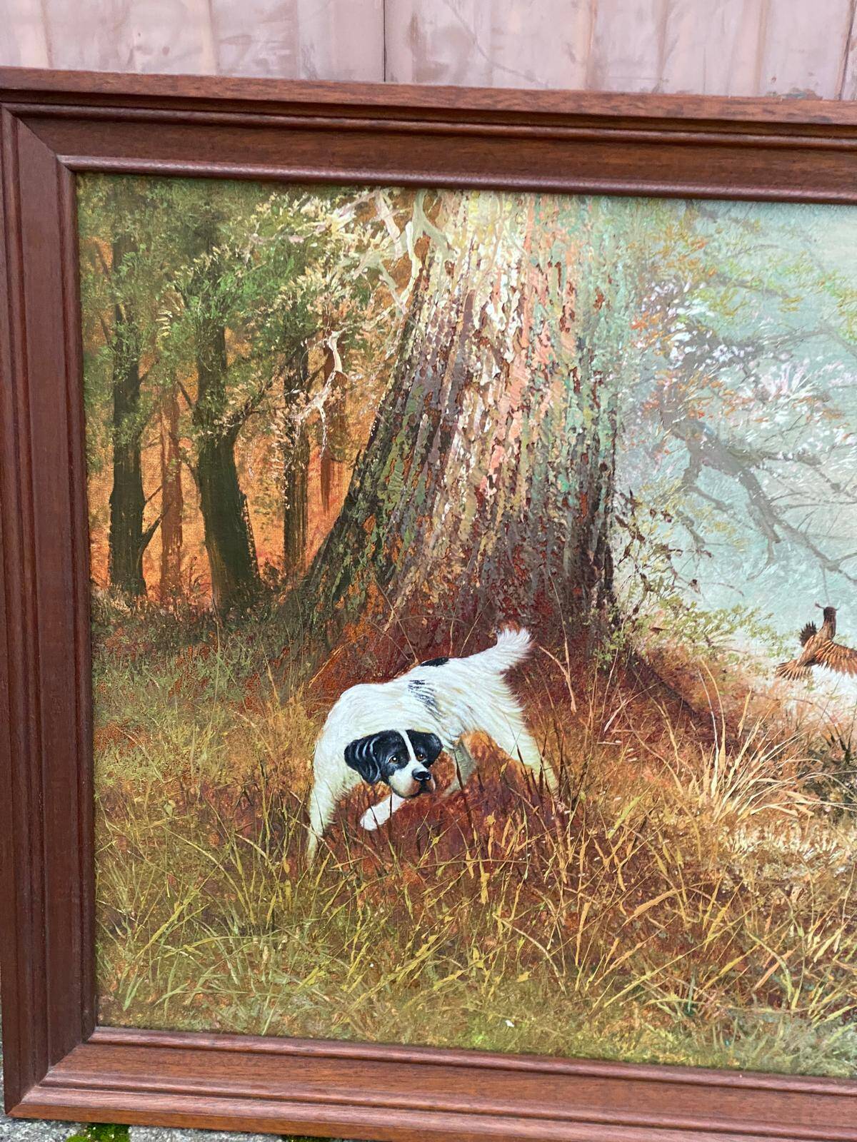 Tableau L Eiford oil painting on canvas hunting dog 68x58cm