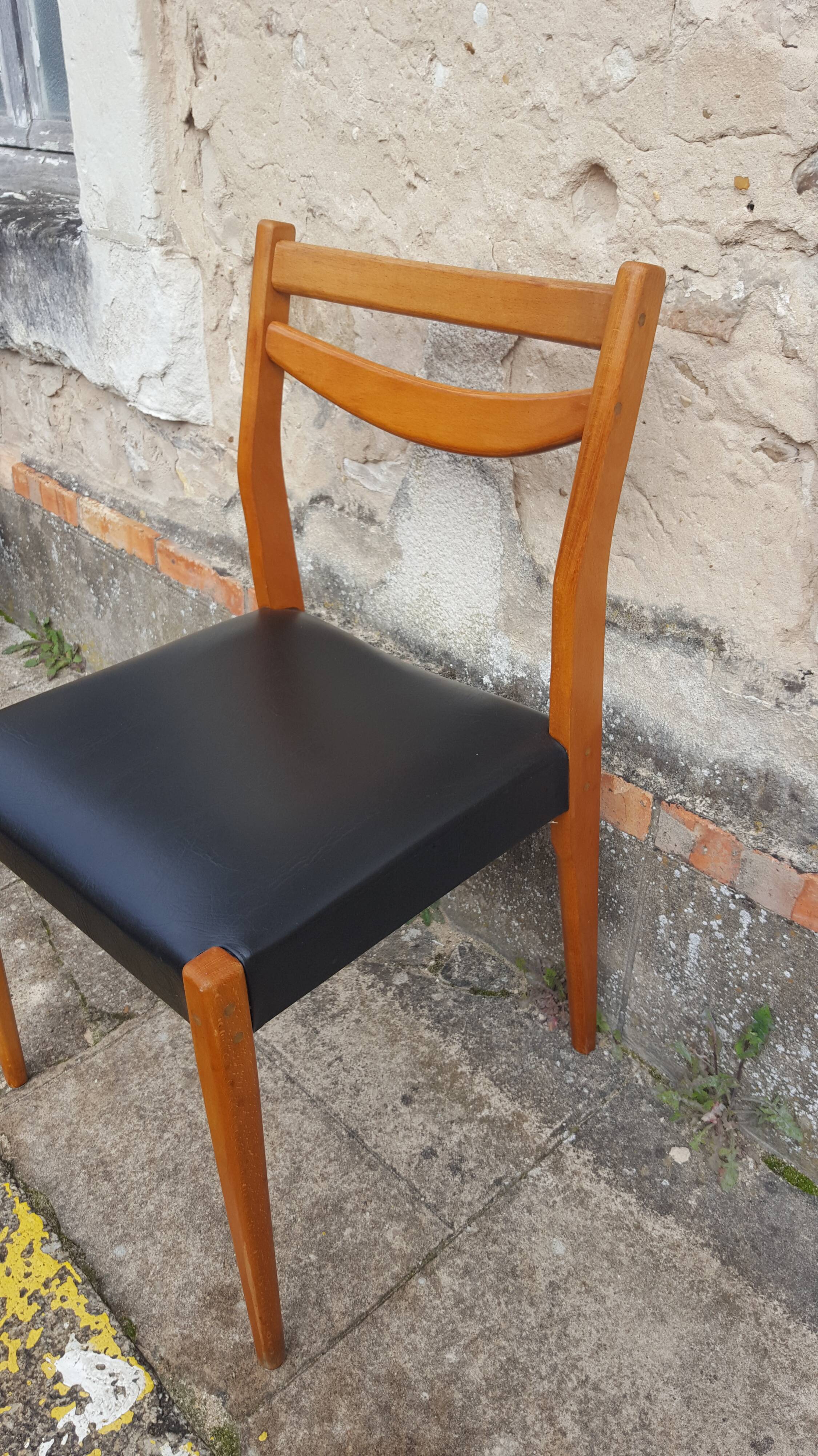 6 scandinavian chairs vintage beech and skai