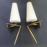 Pair of antique gold wall sconces Arlus 1950s