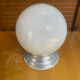 Vintage Ceiling Light Opaline White Ball + Aluminium Support 50s #E