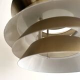 Brass & Lacquered White Aluminium Pendant Lamp by Carl Thore, design 1970