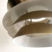 Brass & Lacquered White Aluminium Pendant Lamp by Carl Thore, design 1970