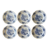 6 large flat antique plates in Sarreguemines earthenware