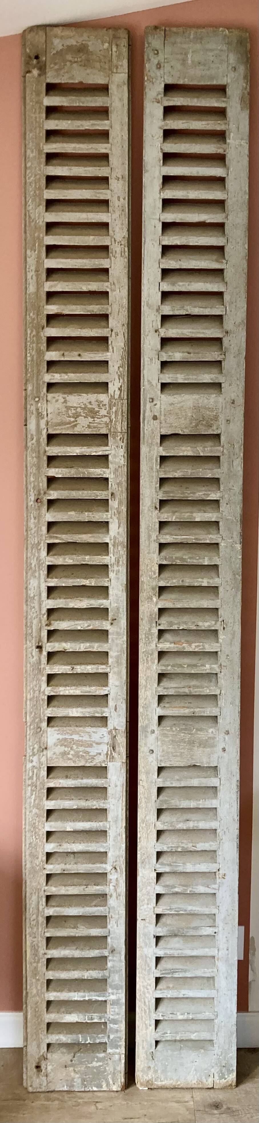 Set of 2 large old louvered shutters