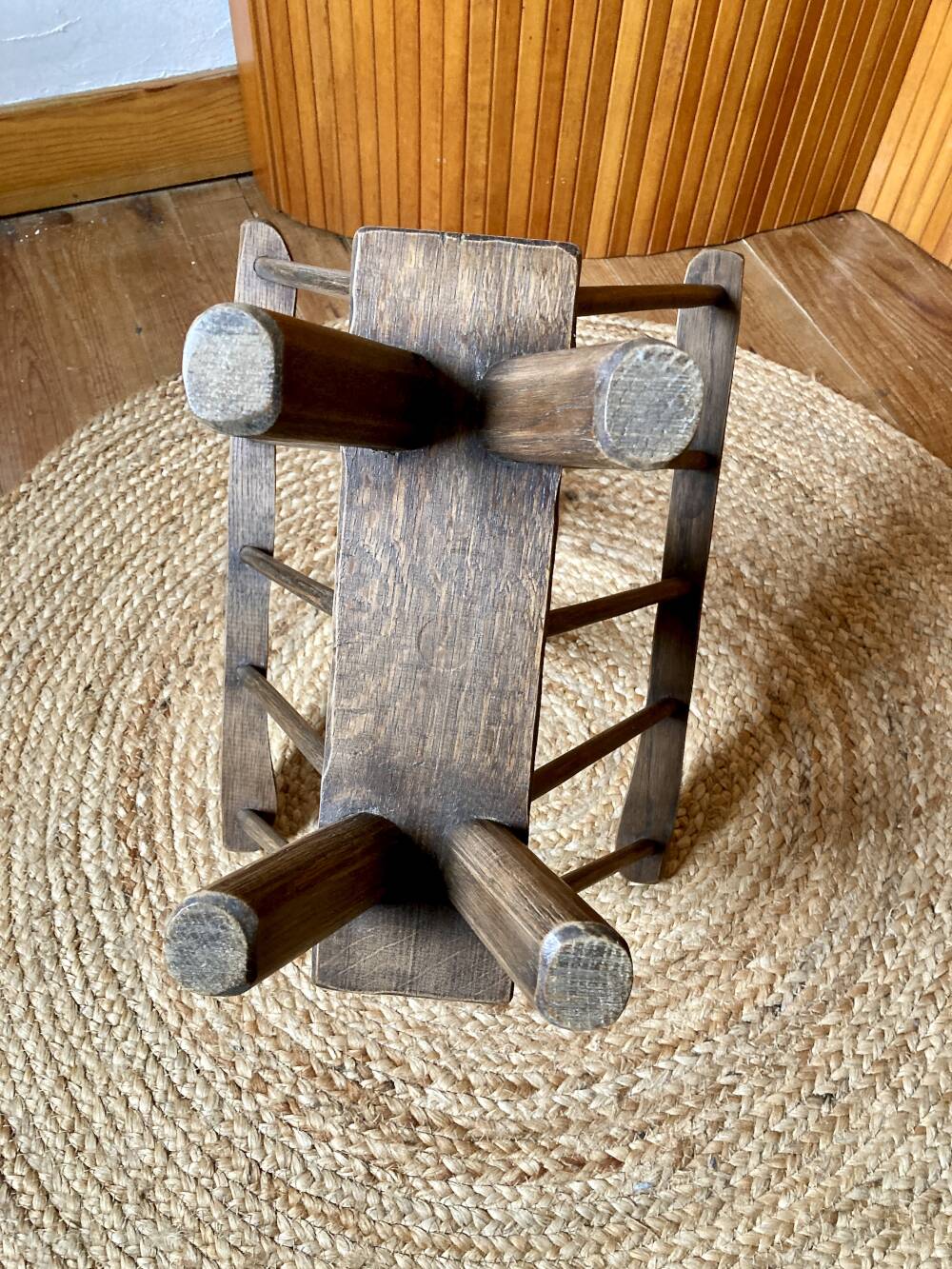 Brutalist magazine rack in the style of Jean Touret, 1950s.