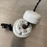 Pair of vintage molded glass pendant lamps