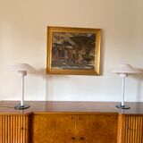 Cini Boeri, 2 Pink glass "Chiara" Table Lamp, Venini Murano, Italy, 1984