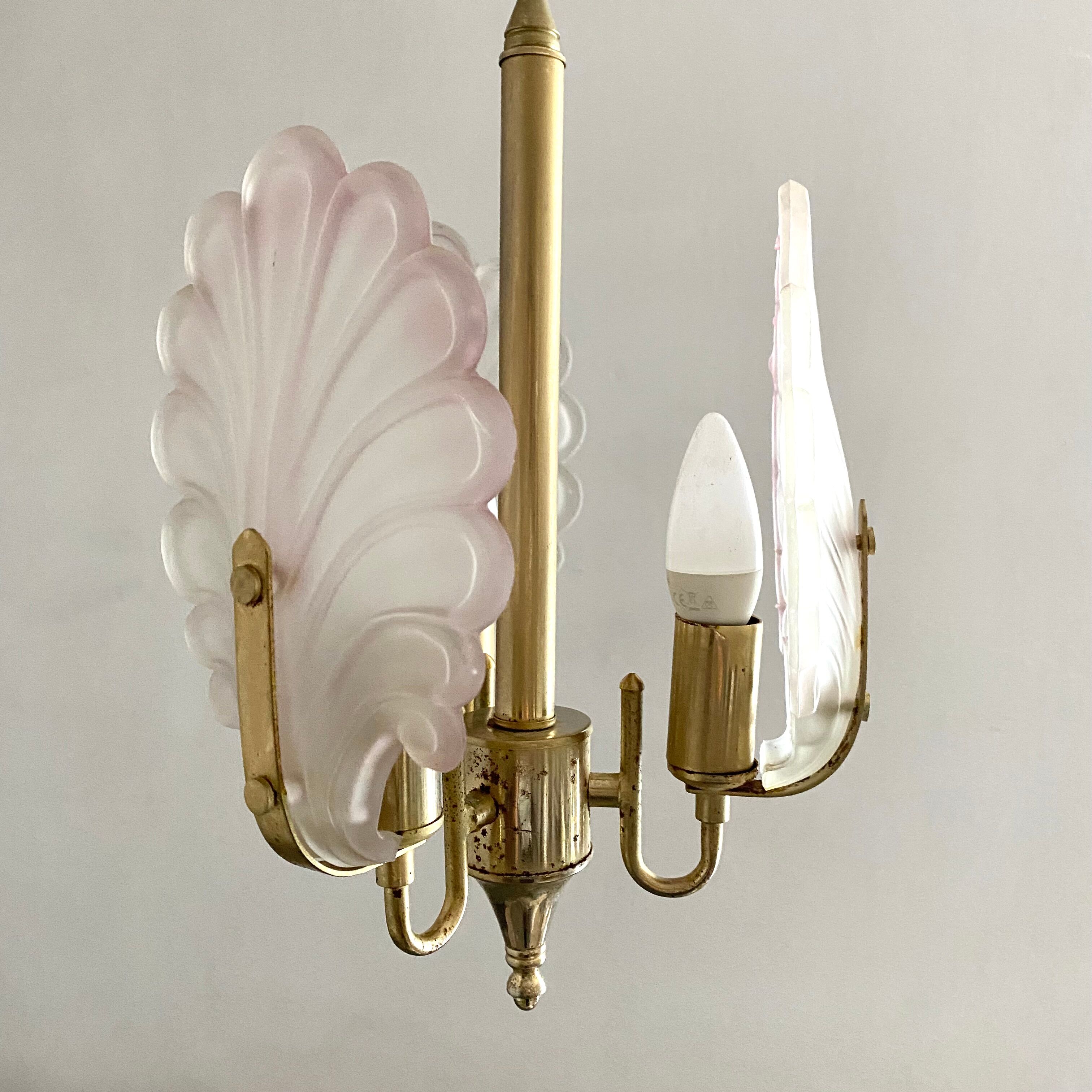 Vintage polished glass pendant lamp