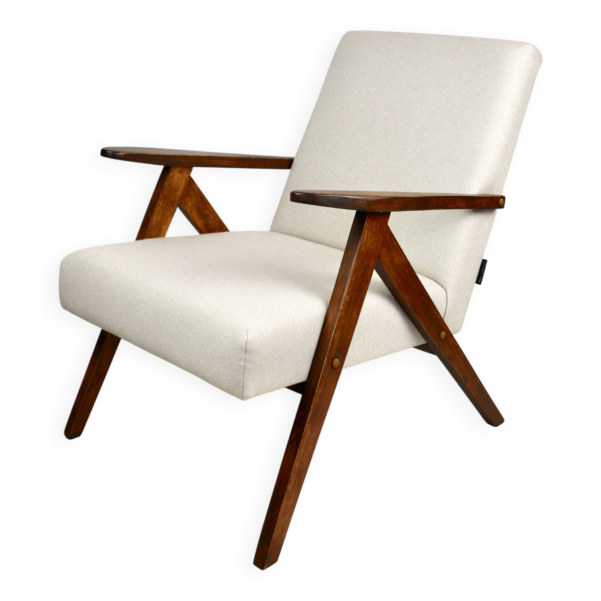 Fauteuil vintage Var- B-310 - laine beige