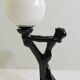 Art Deco lamp woman holding a luminous globe – Vintage resin lamp – L