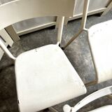 4 beige metal garden chairs