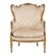 Bergère armchair - Louis XVI style - gilded wood & light fabric - 1860s