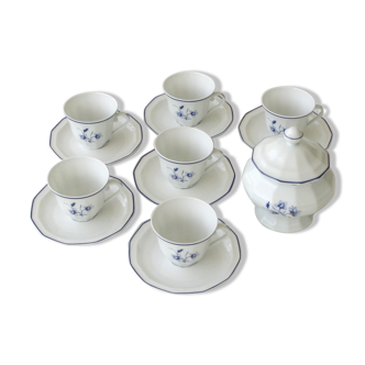 Coffee and sugar service BERNARDAUD LIMOGES - 6 cups and under cups Model CHARLOTTE