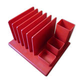 Pot à crayon range lettre vintage 80s, plastique rouge