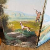 Painted canvas screen