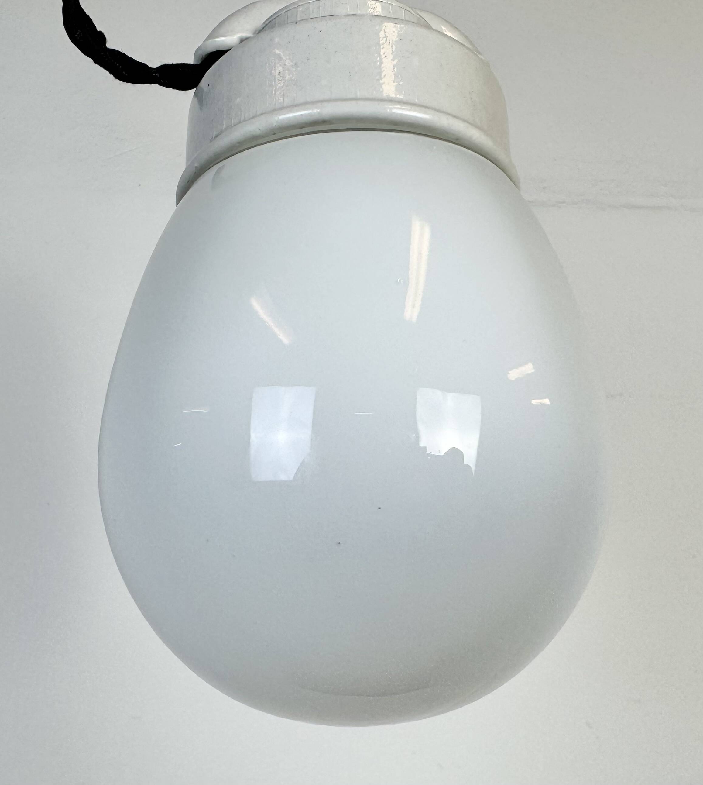 Vintage White Porcelain Pendant Light, 1970s