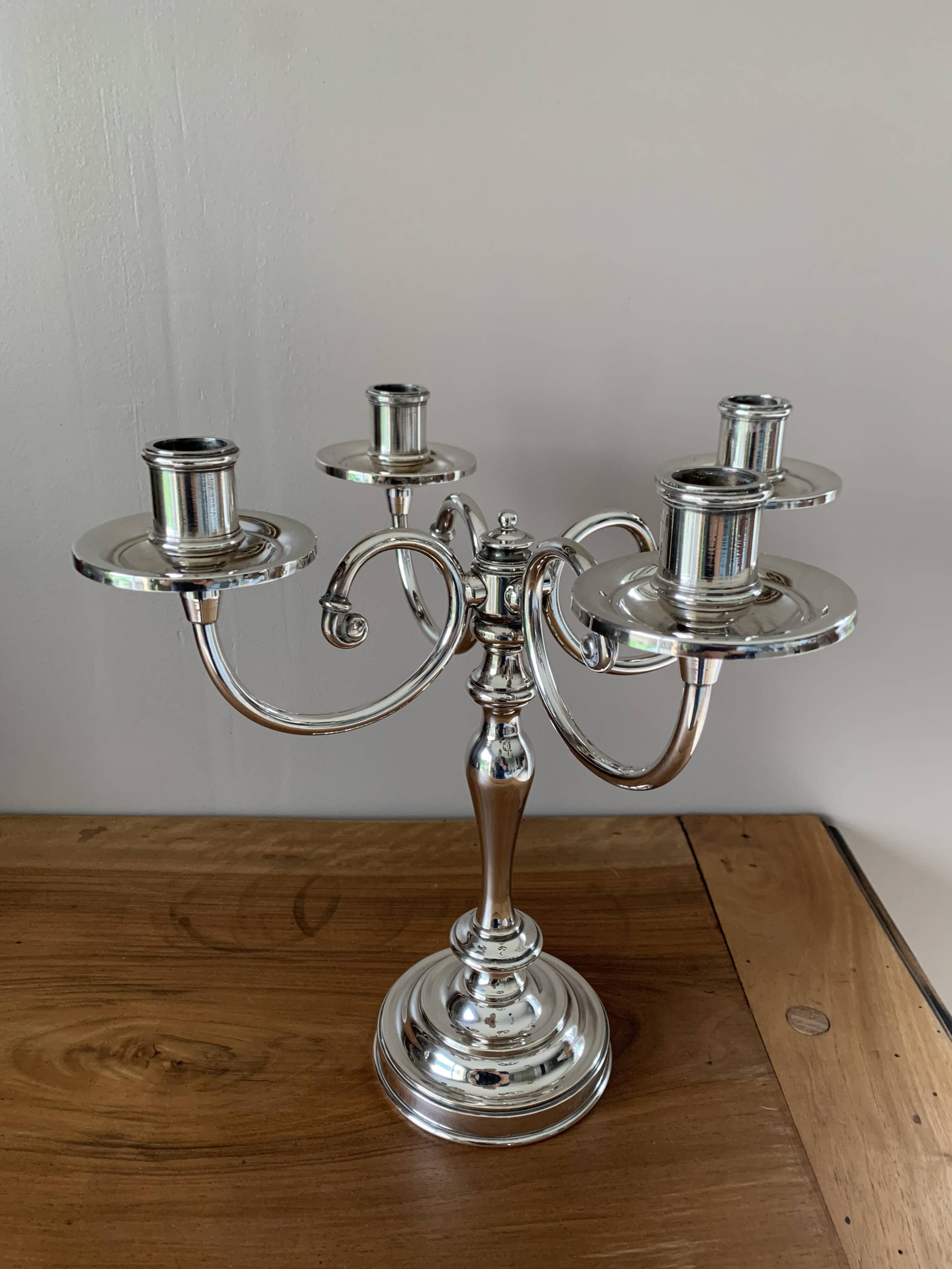 Silver-plated metal candelabrum