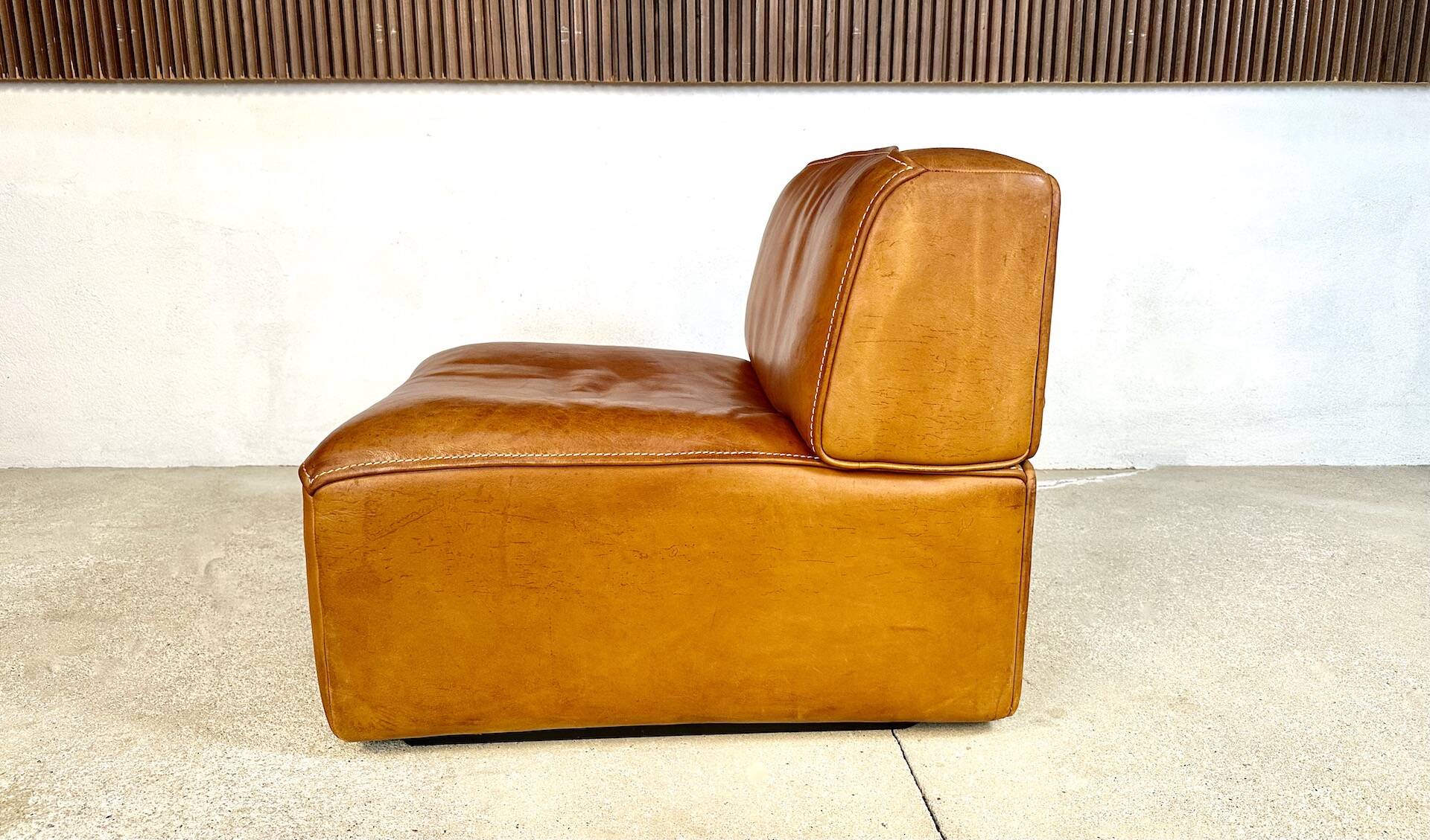 Brutalist Style DS-15 Leather Lounge Chair from De Sede, Switzerland 1970s