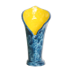 Handmade ceramic vase, glazed blue and yellow, vintage